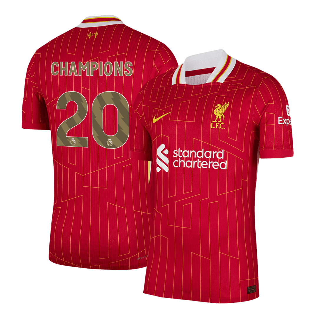 Liverpool CHAMPIONS #20 Home Custom Player Version Soccer Jersey 2024/25