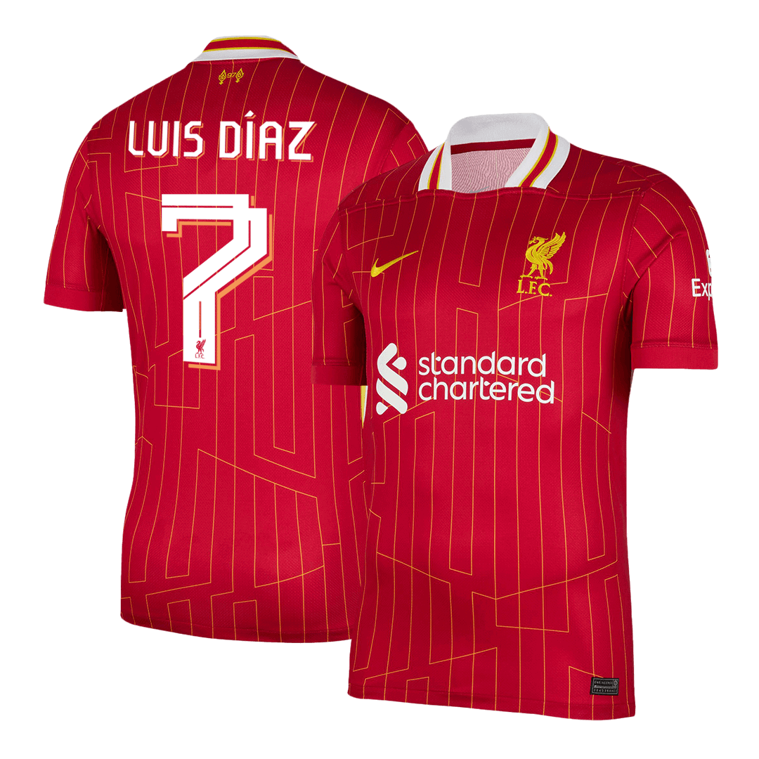 Liverpool Jersey Custom LUIS DÍAZ #7 Soccer Jersey Home 2024/25 -UCL