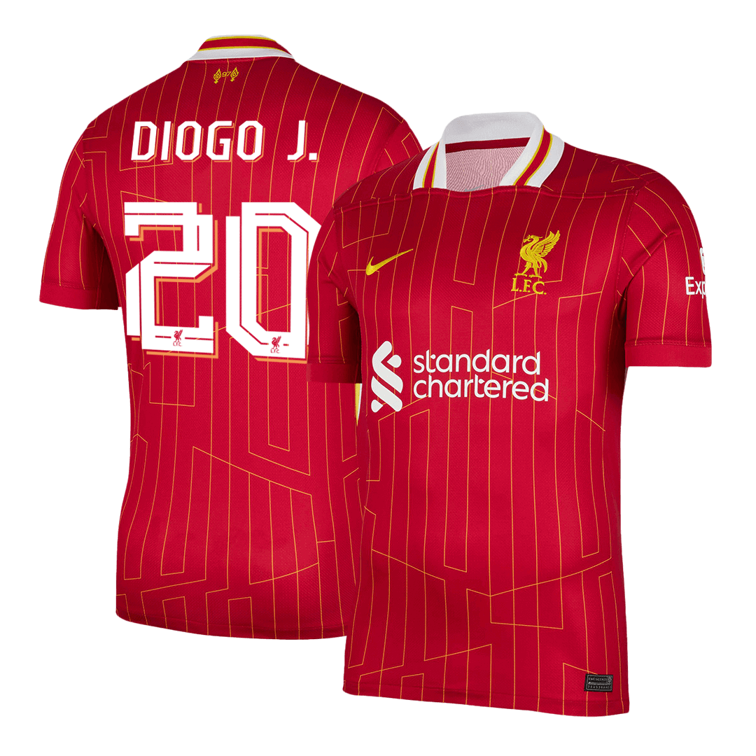 DIOGO J. #20 Liverpool Soccer Jersey Home Custom Shirt 2024/25 - UCL