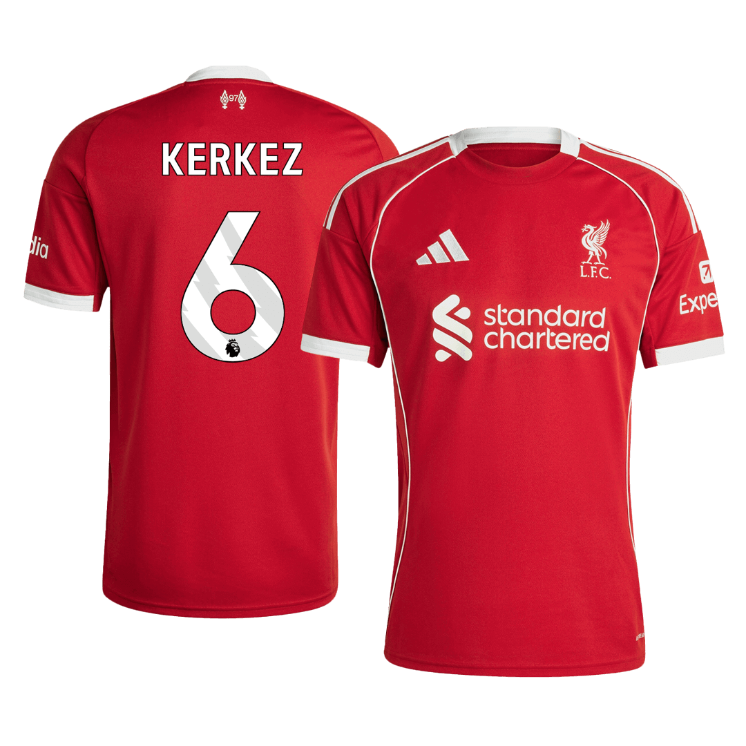 KERKEZ #6 Liverpool Soccer Jersey Home Custom Shirt 2025/26